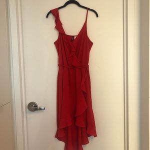 Red Crepe Wrap Dress